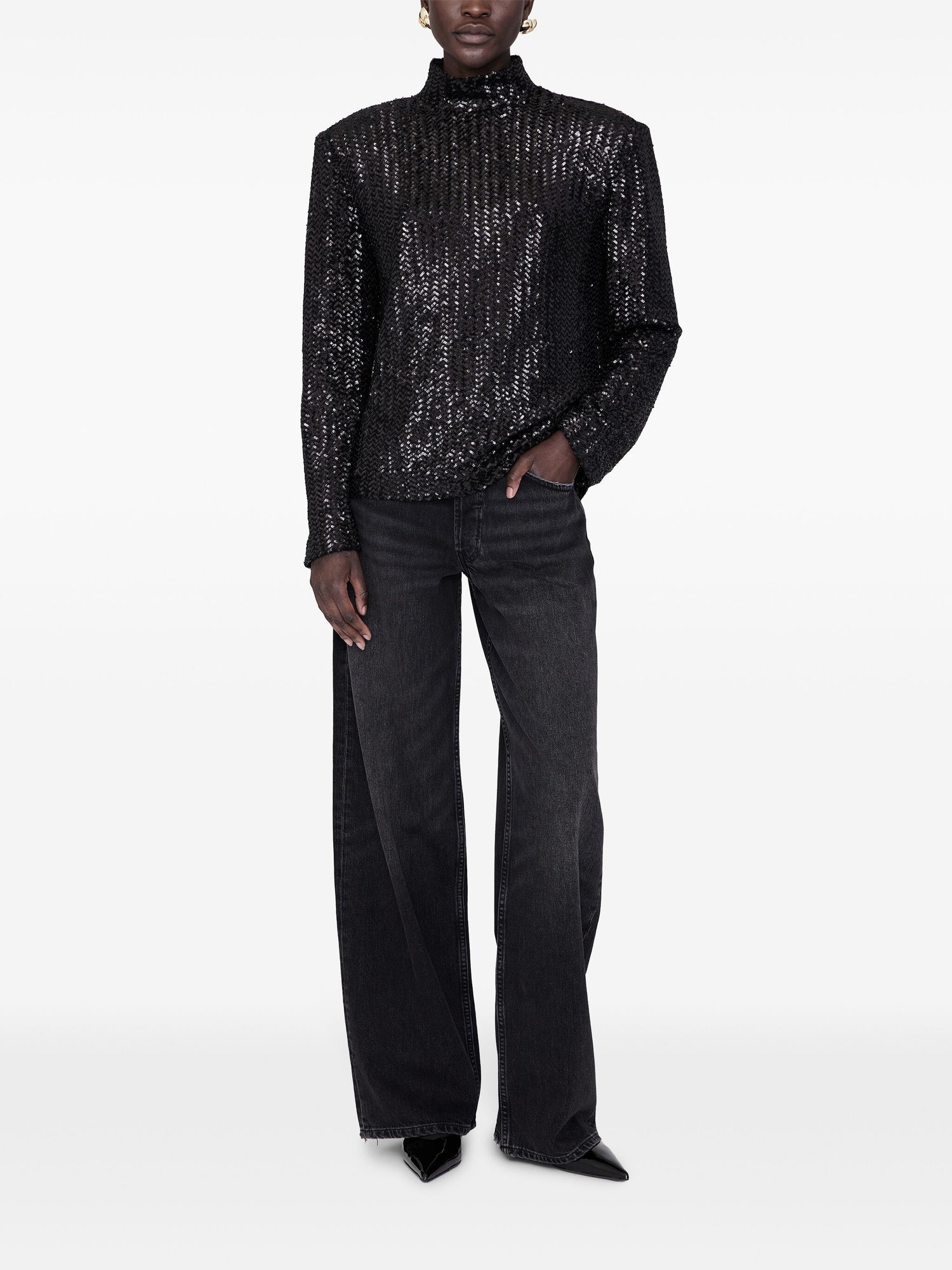 Josephine sequin top, black