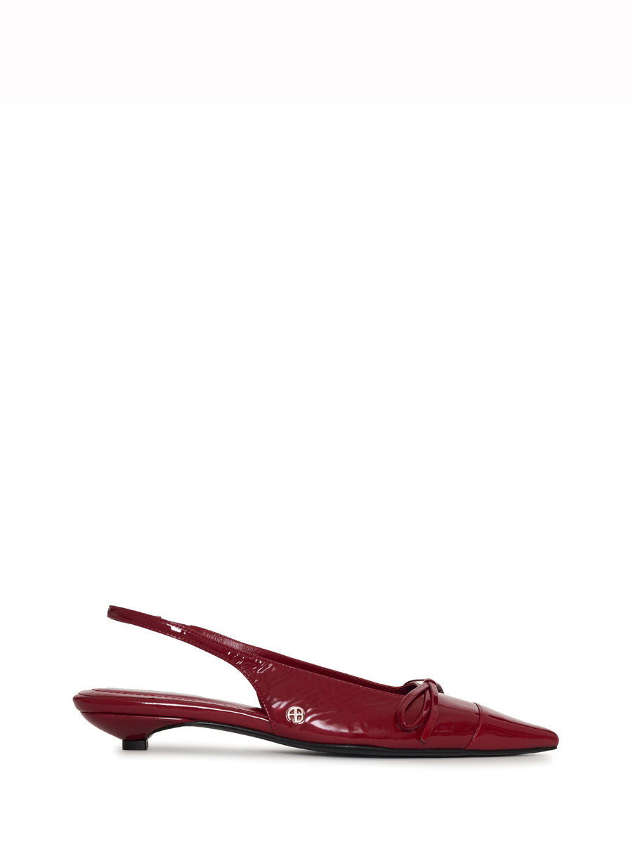 Zoey slingback heels, red crinkled patent