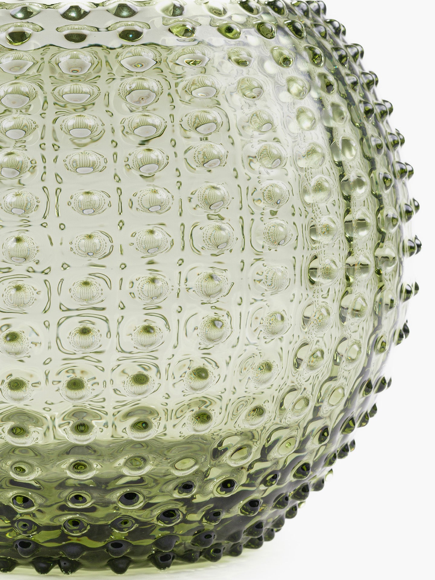 Large Globe hobnail vase, olive green (24cm)