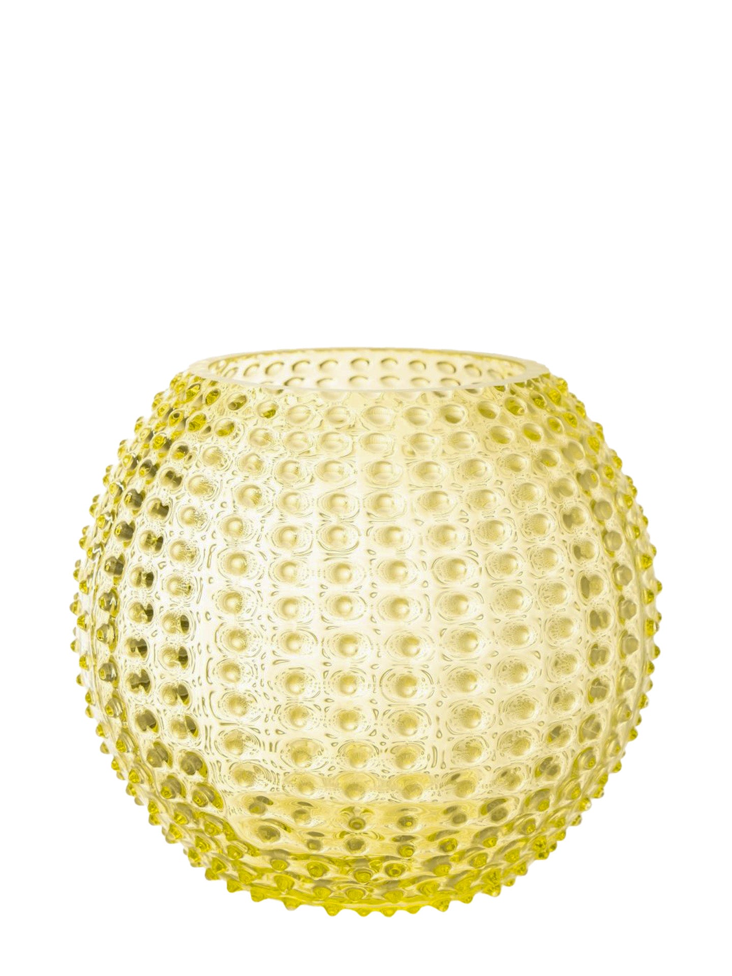 Large Globe hobnail vase, citron yellow (24cm)