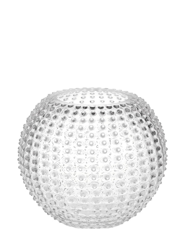 Spherical glass vase with a textured surface o