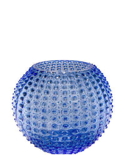 Large Globe hobnail vase, light blue (24cm)