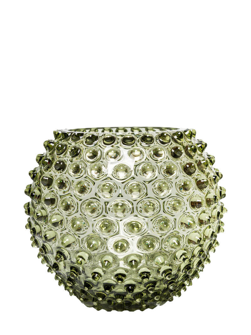 Small Globe hobnail vase, olive green (18cm)