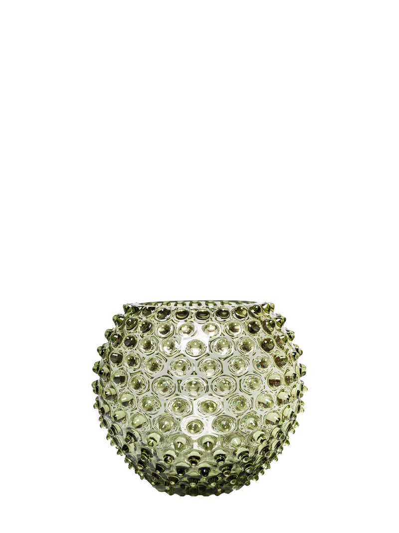 Small Globe hobnail vase, olive green (18cm)