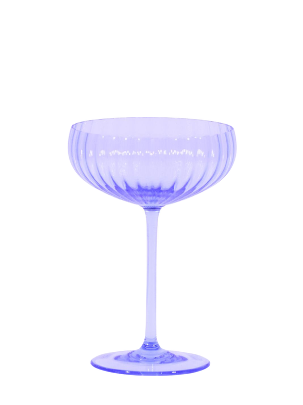 The Danish brand Anna von Lipa has created fantastic champagne coupe in periwinkle blue Lilla Alex.