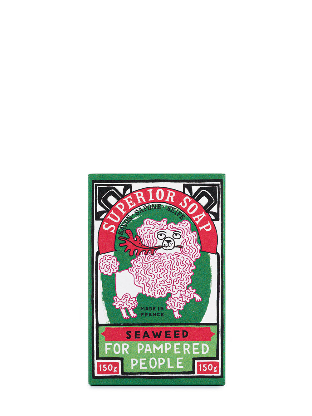 Seaweed soap packaging with a cartoon sheep on a white background