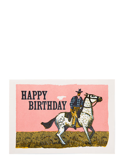 Pink cowboy large birthay card