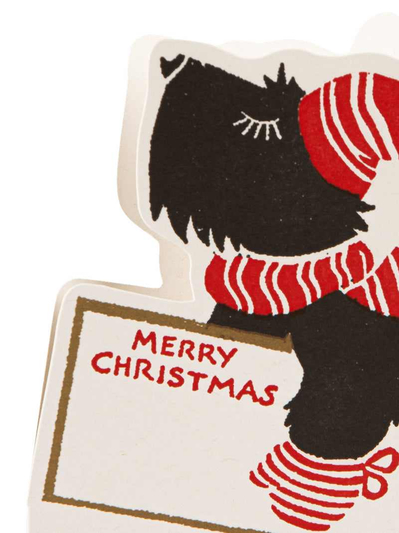 Skating scotty dog shape cut, Christmas card