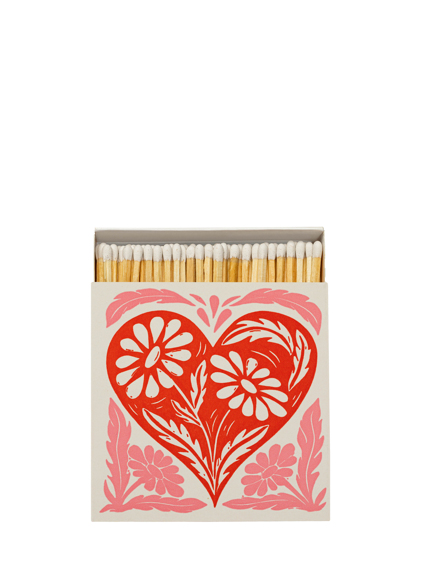 Botanical heart linocut matchbox