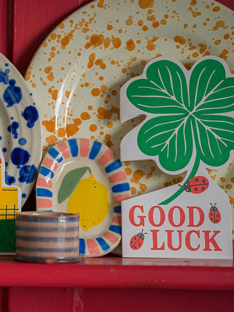 Good luck clover-shaped greeting card