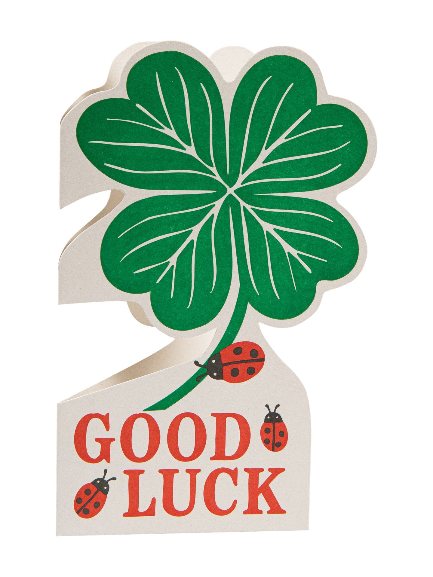 Good luck clover-shaped greeting card