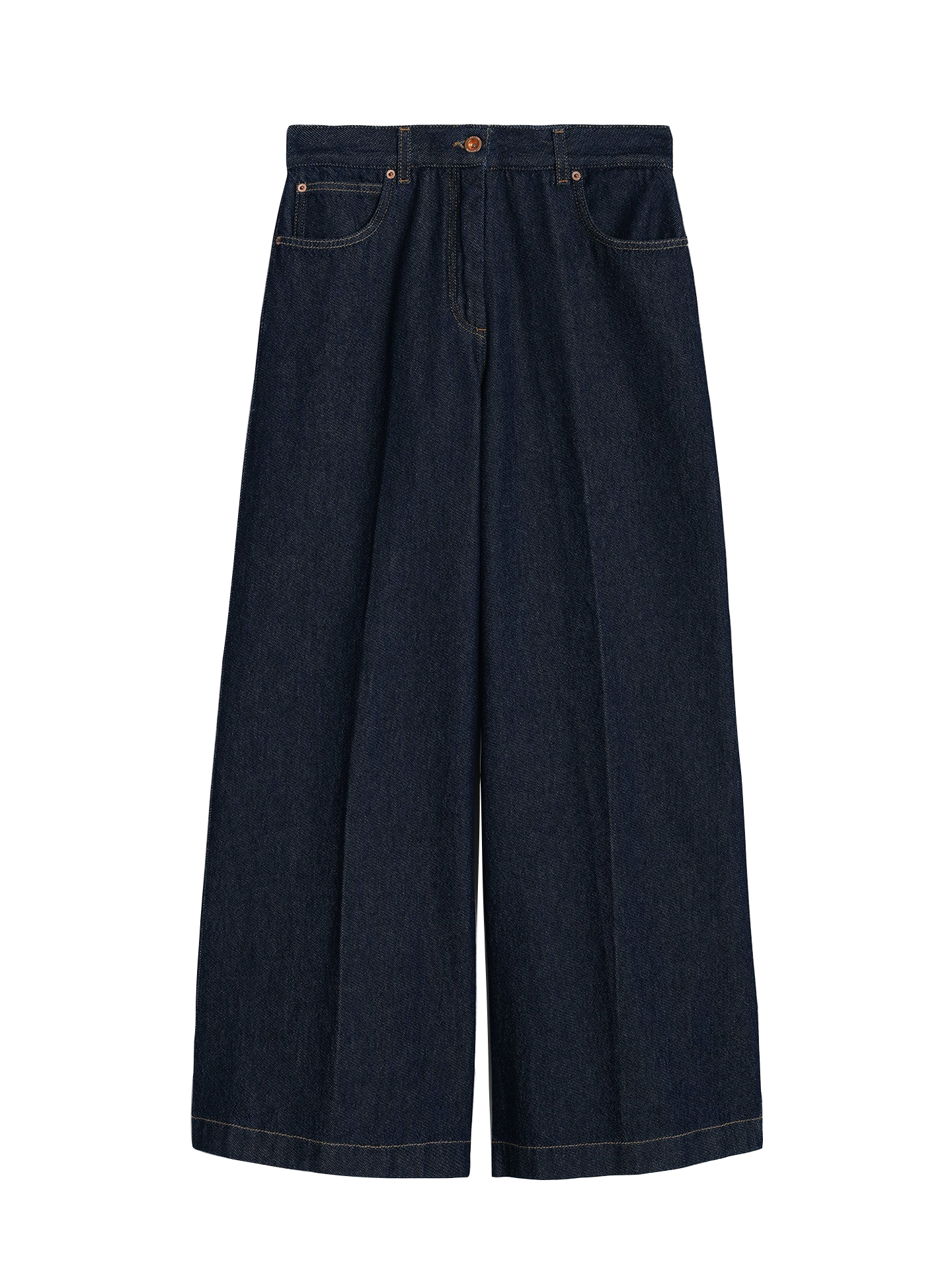 Wide-leg denim trousers