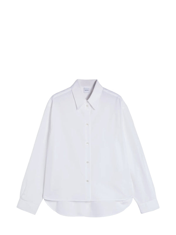 Boxy cotton poplin shirt, white