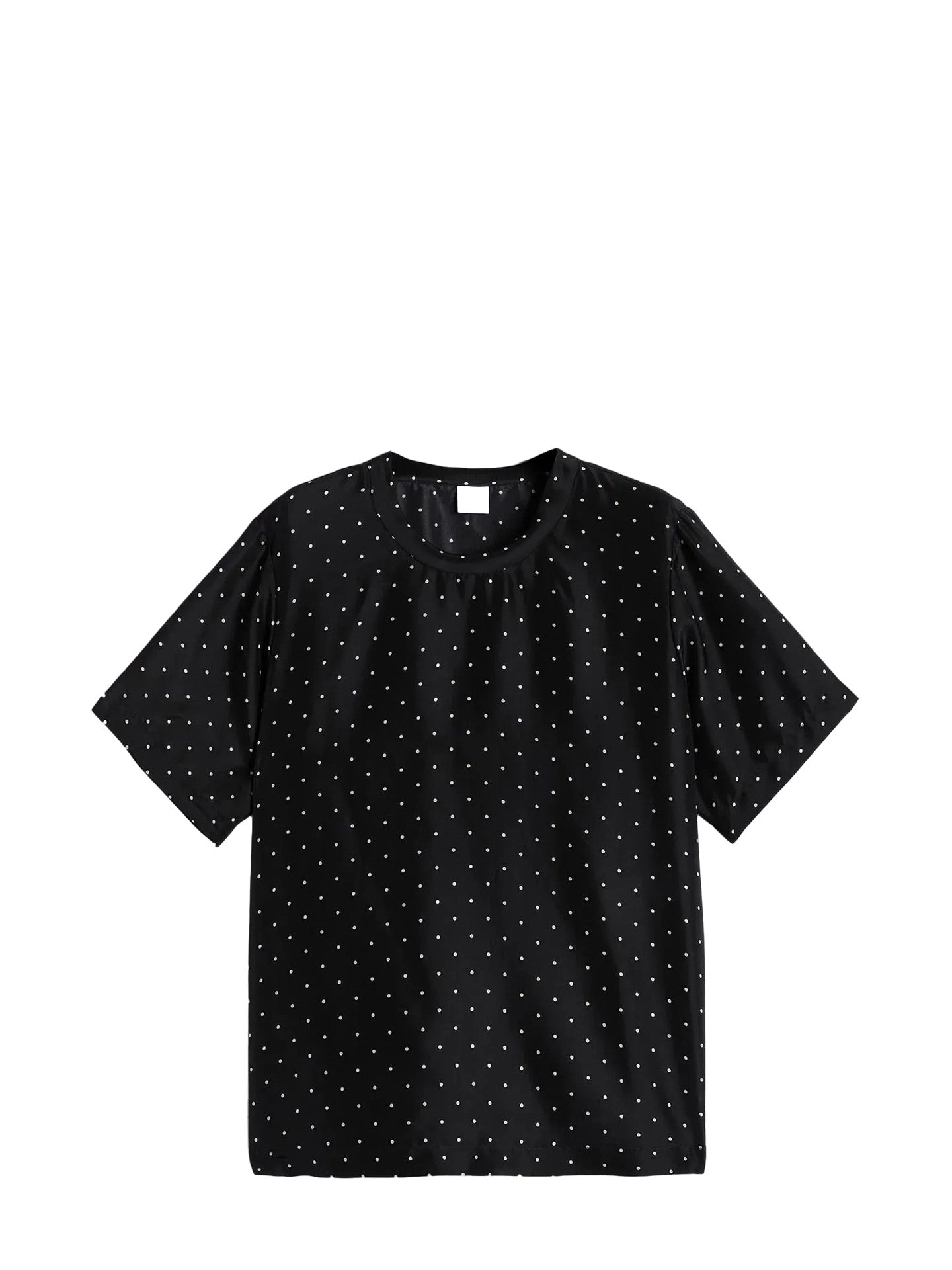 Polka dot habutai silk T-shirt, black