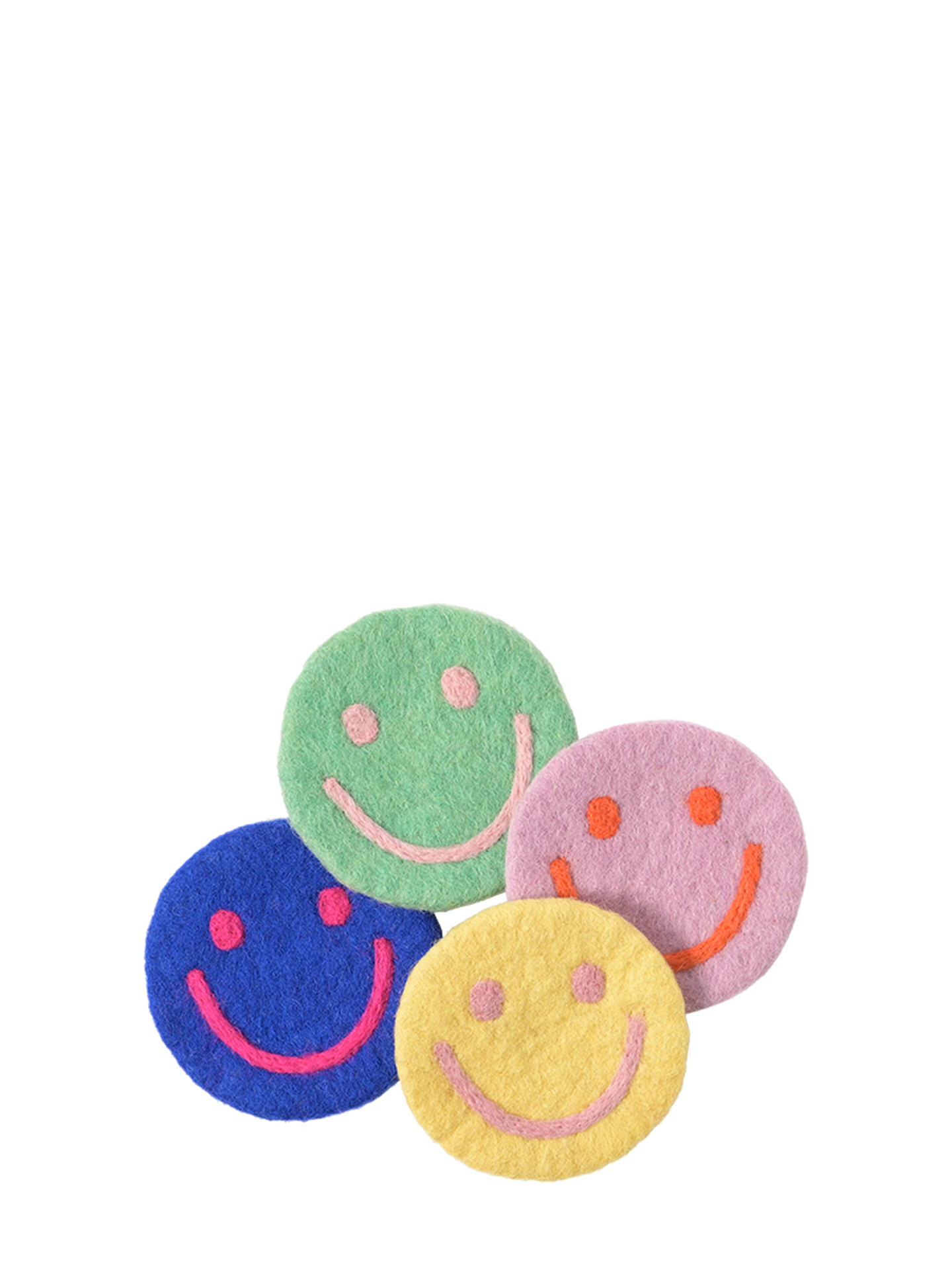 Smiley Wool Coaster, 4 colours