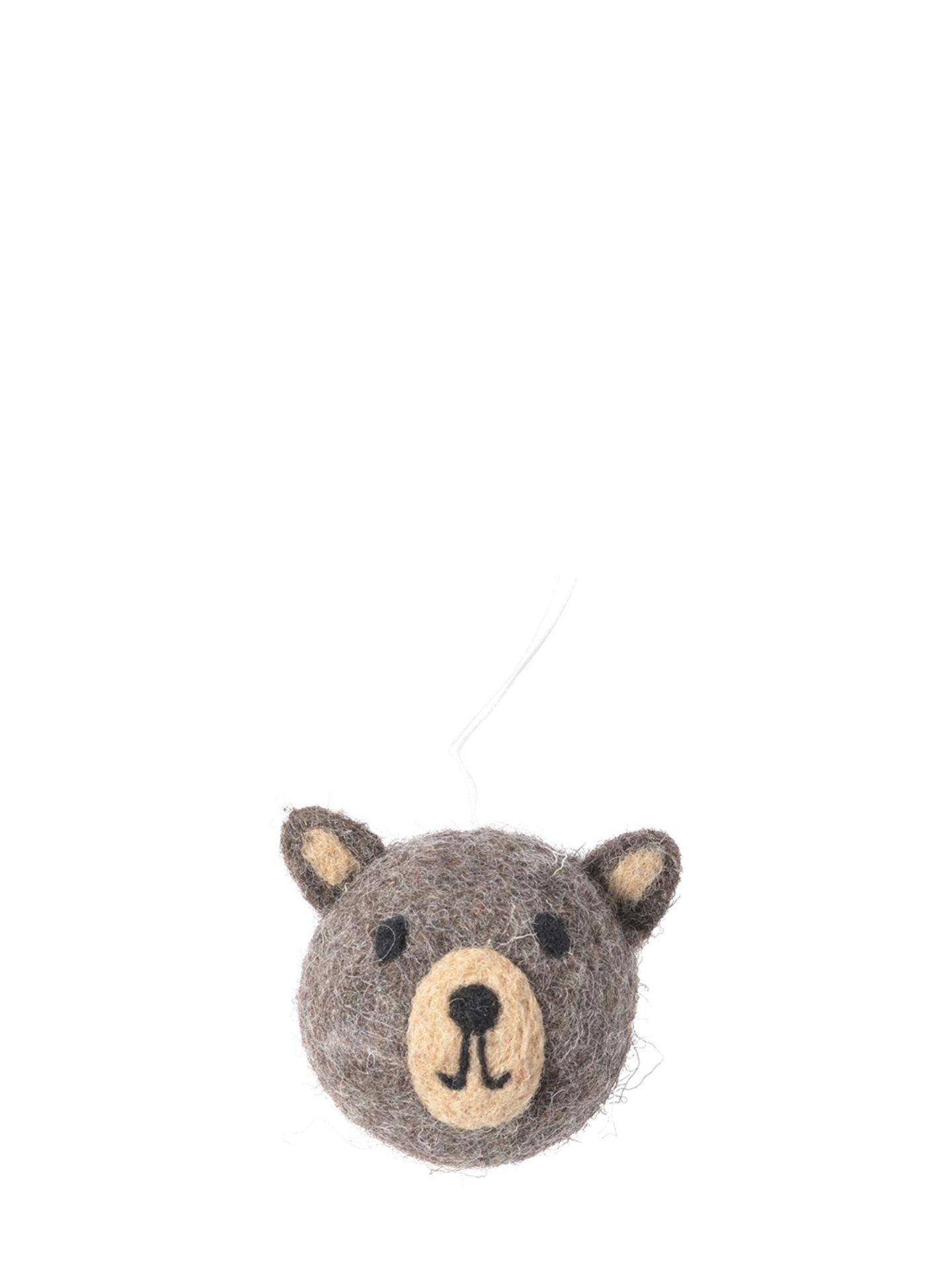 Gray bear-shaped ornament on a white background