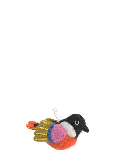 Coral bird felted woollen little hanging