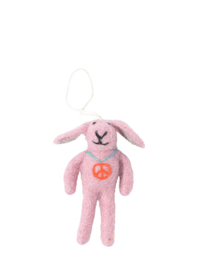 Peace bunny rabbit felted woollen little hanging