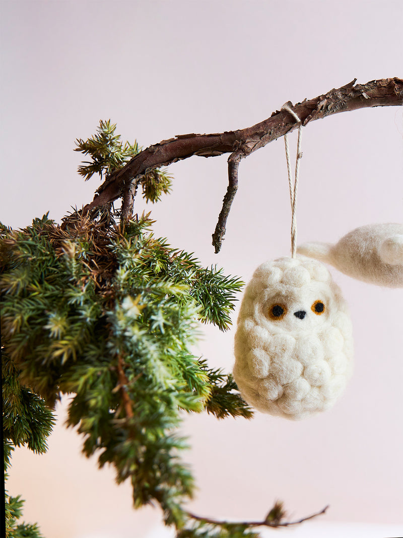 Snowly felted woollen little hanging