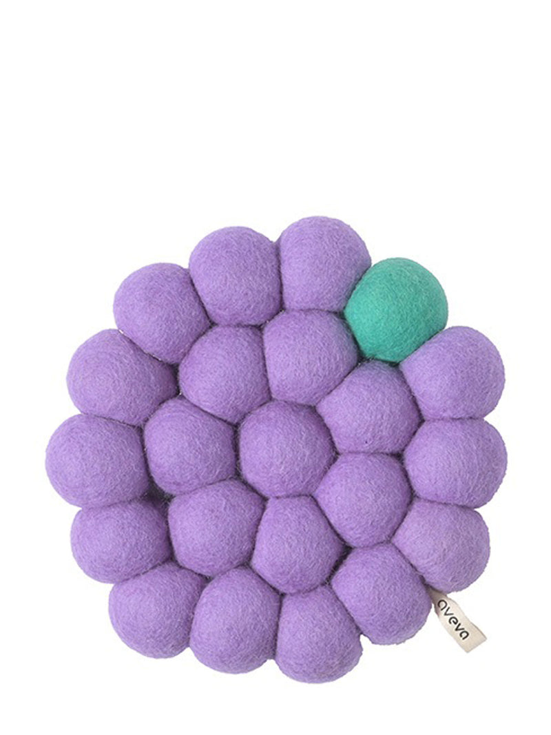 Bold round felted wool trivet, lilac