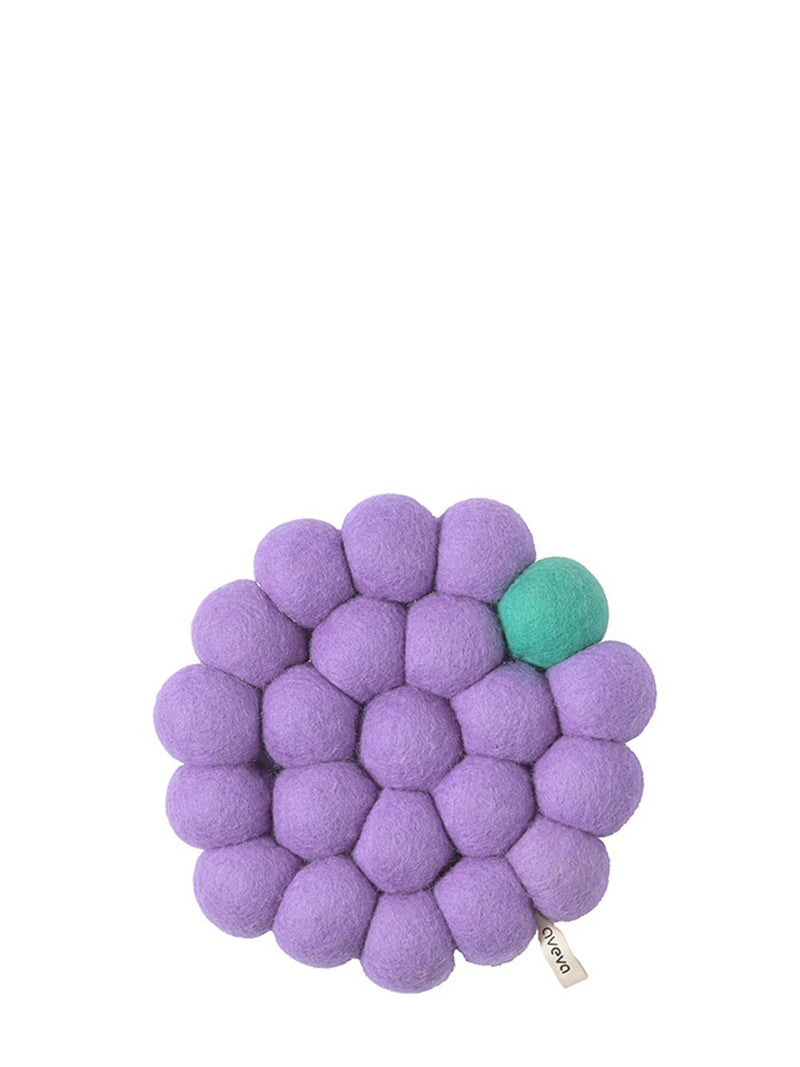 Bold round felted wool trivet, lilac