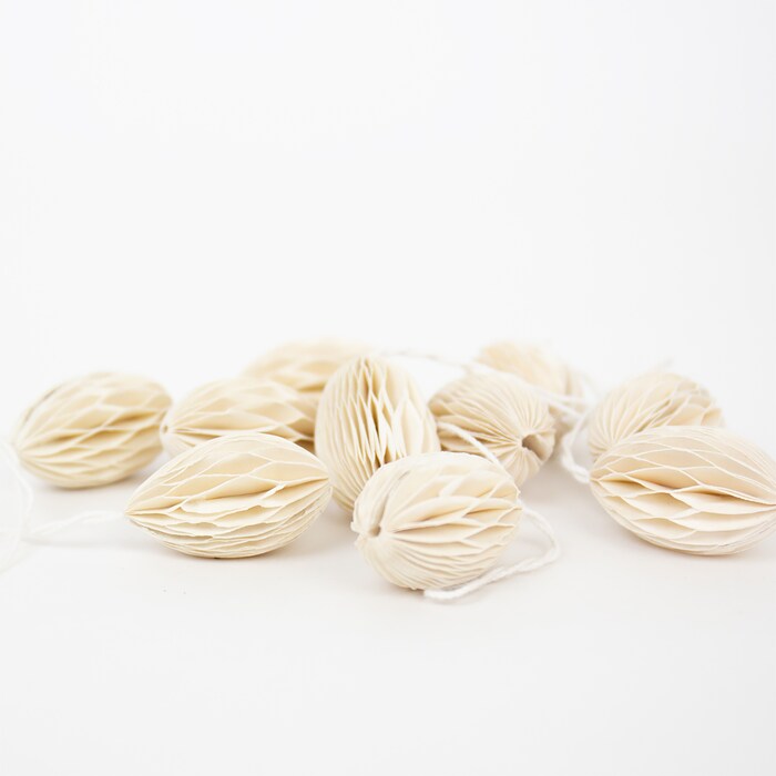 Honeycomb egg Easter ornament, ivory