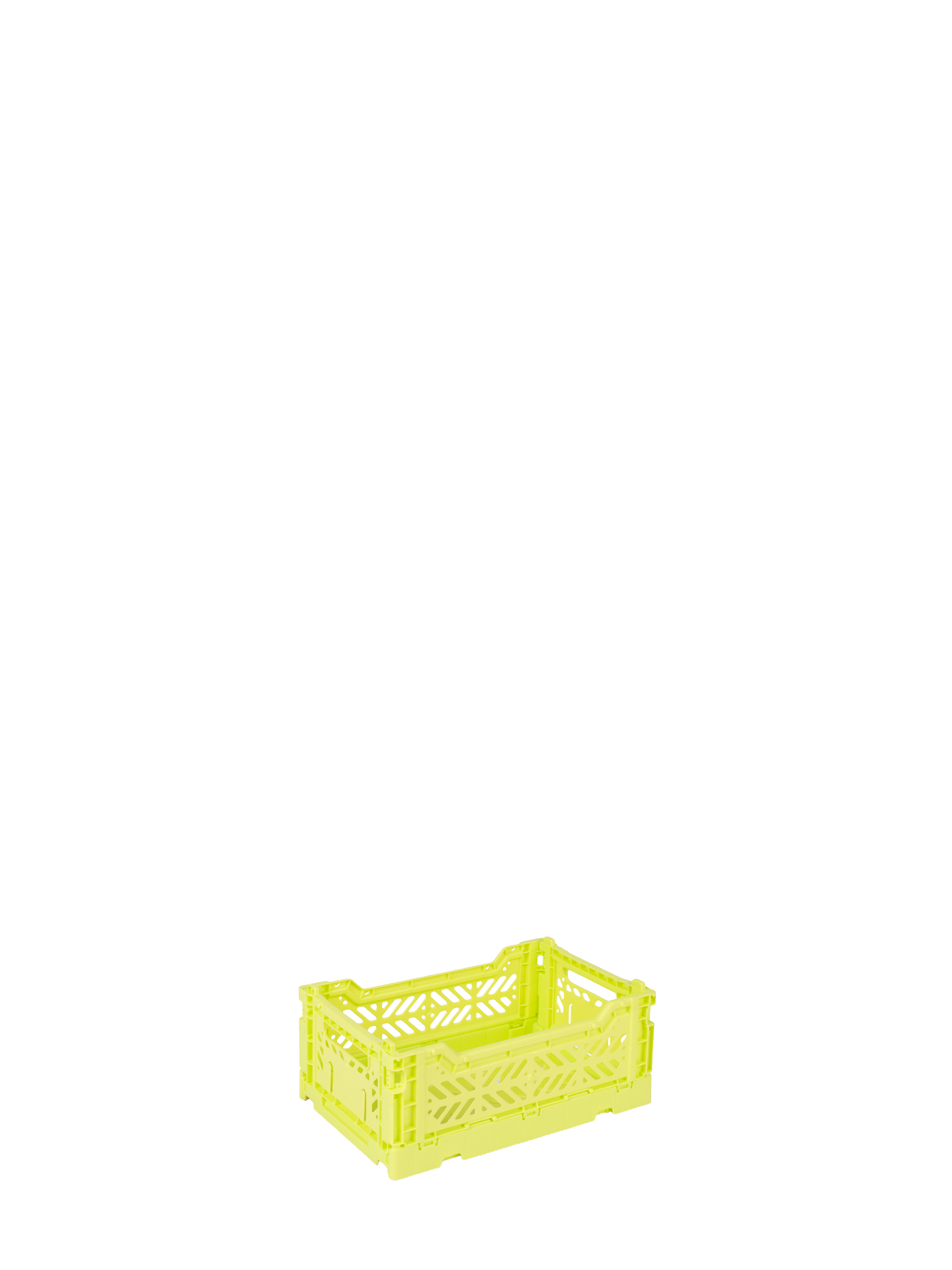 Mini size Aykasa folding crate in Acid yellow is bright greenish yellow or yellow-y green