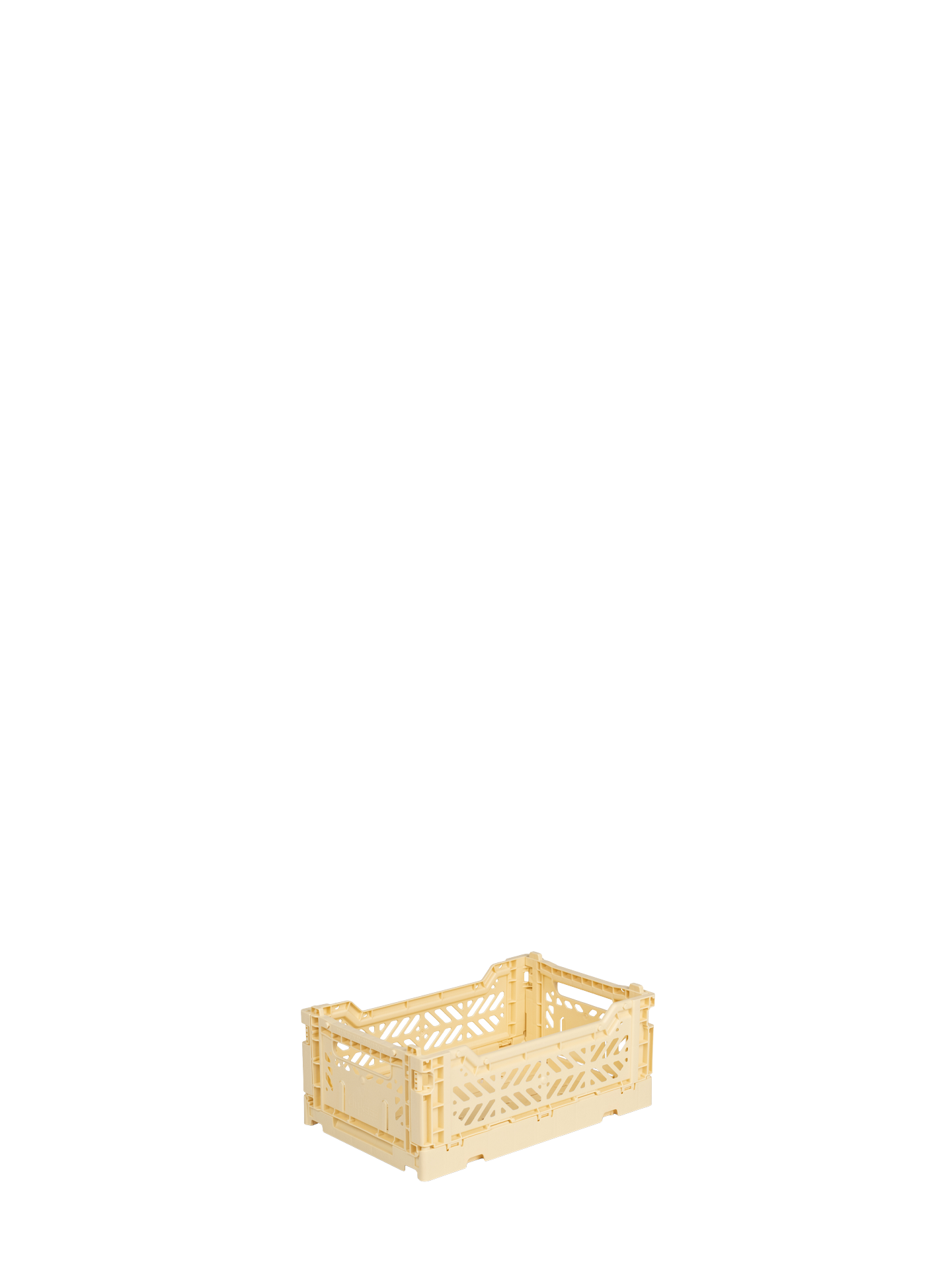 Mini Aykasa crate in pastel pale banana yellow stacks and folds