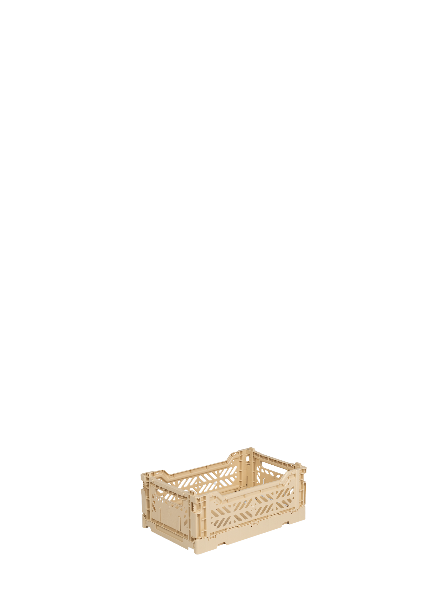 Mini Aykasa crate in warm beige boulder stacks and folds