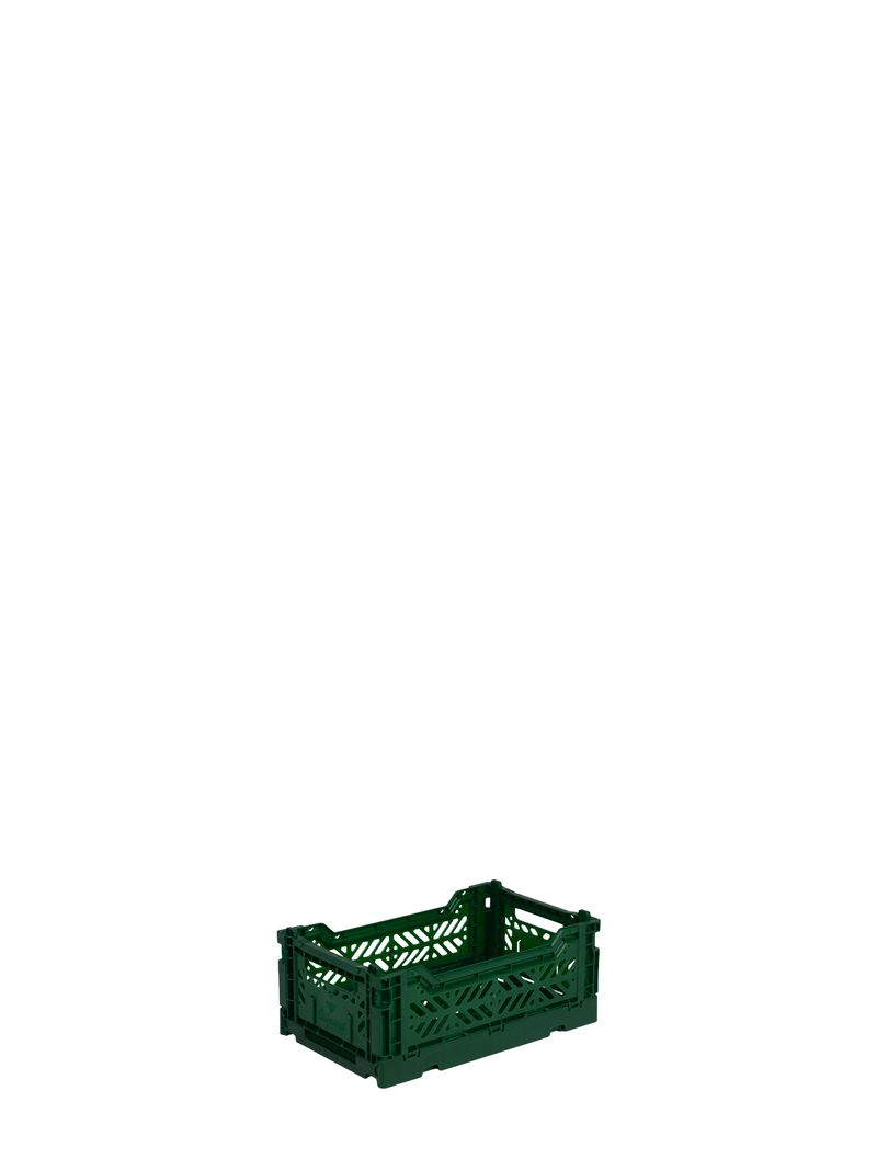 Mini Aykasa crate in dark spruce green stacks and folds