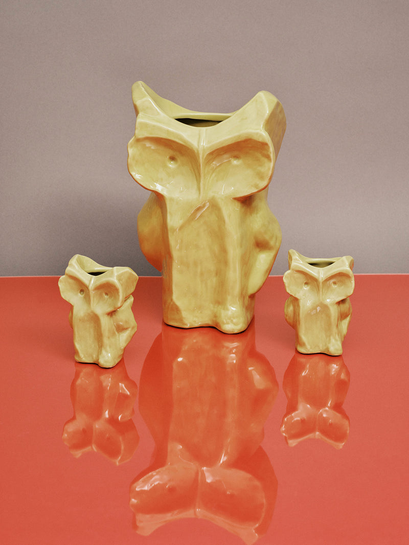 Owl vase, yellow (30cm)