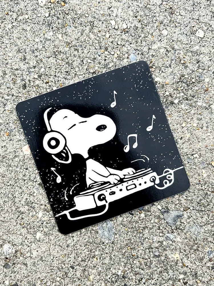 DJ Snoopy die cut sticker