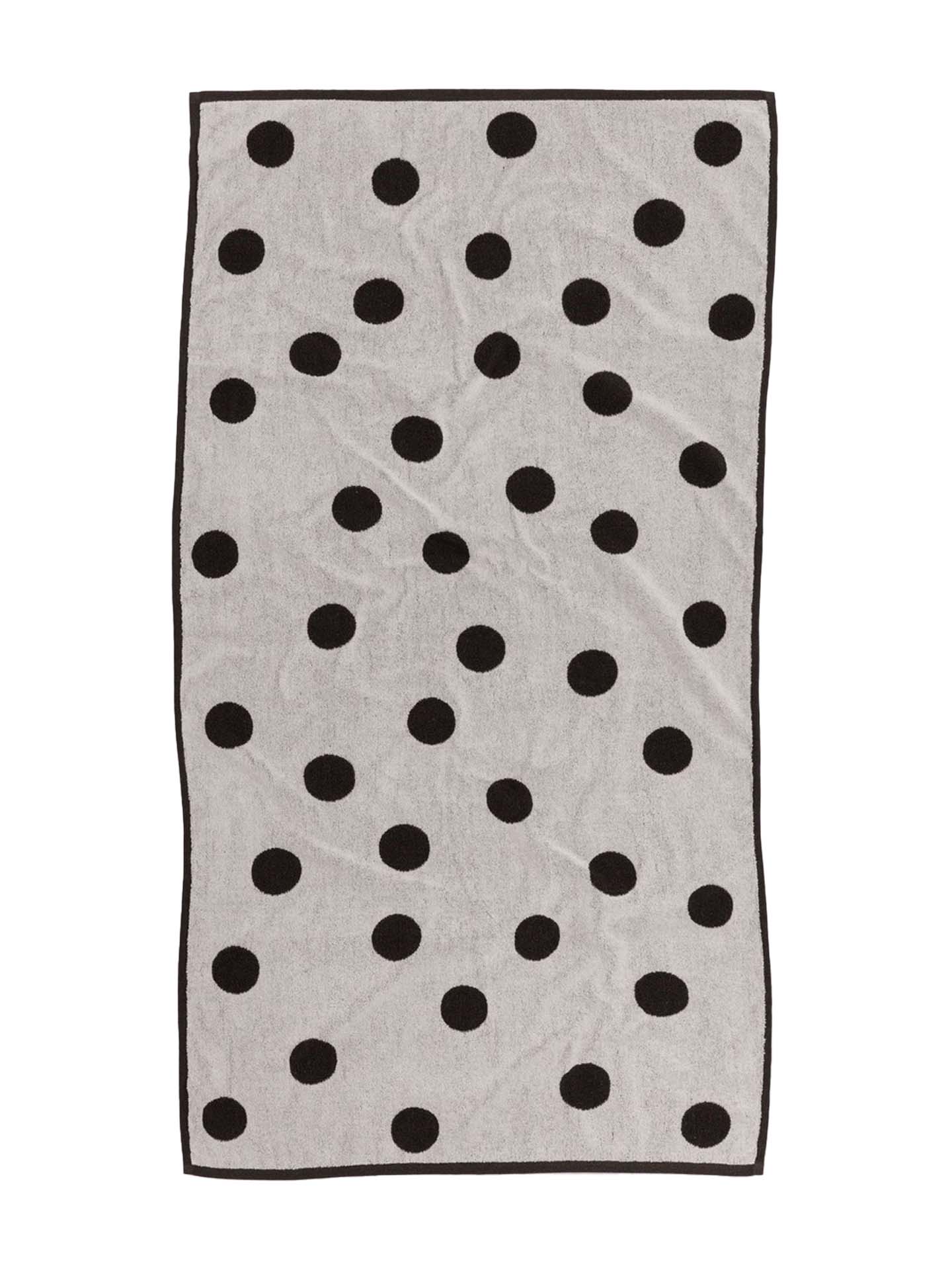 Bath towel, cream & black polka dot
