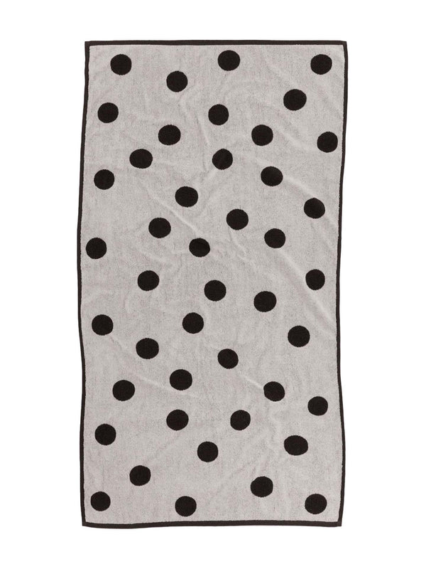 Bath towel, cream & black polka dot