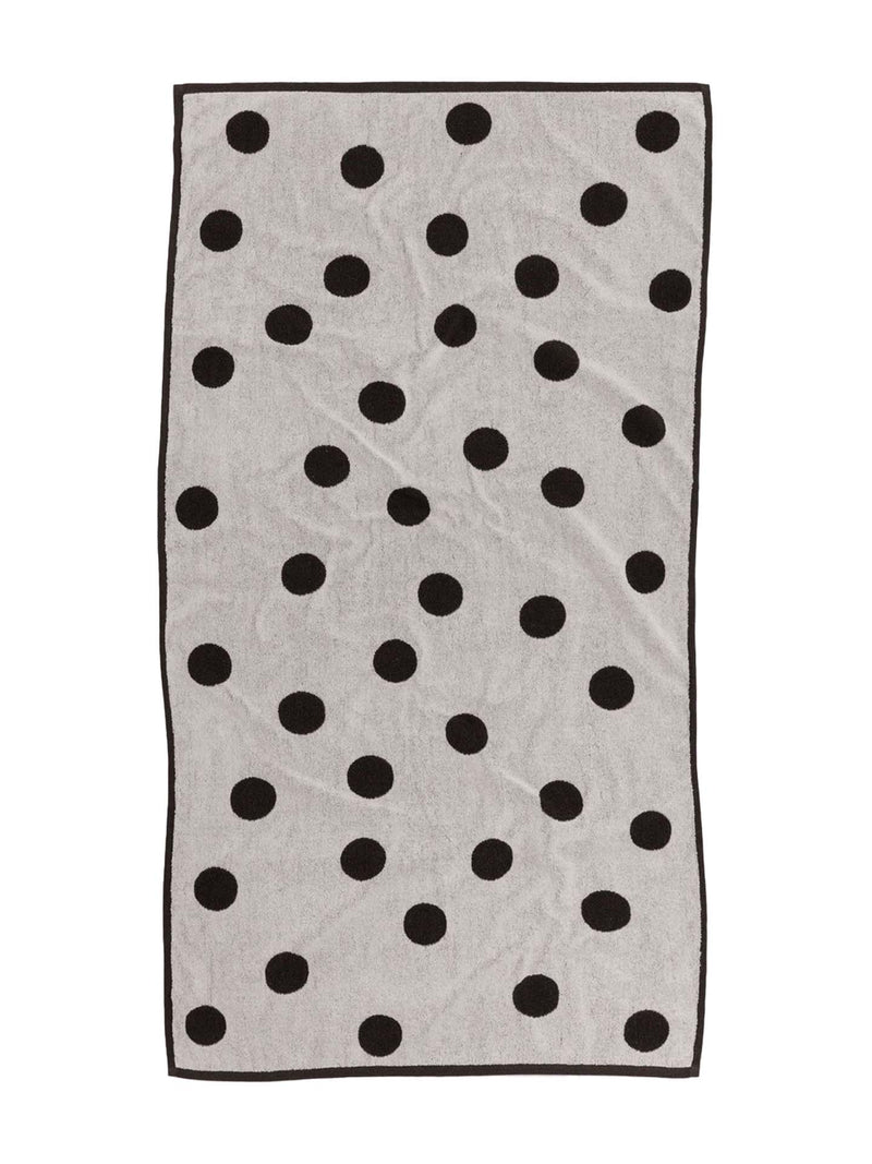 Bath towel, cream & black polka dot