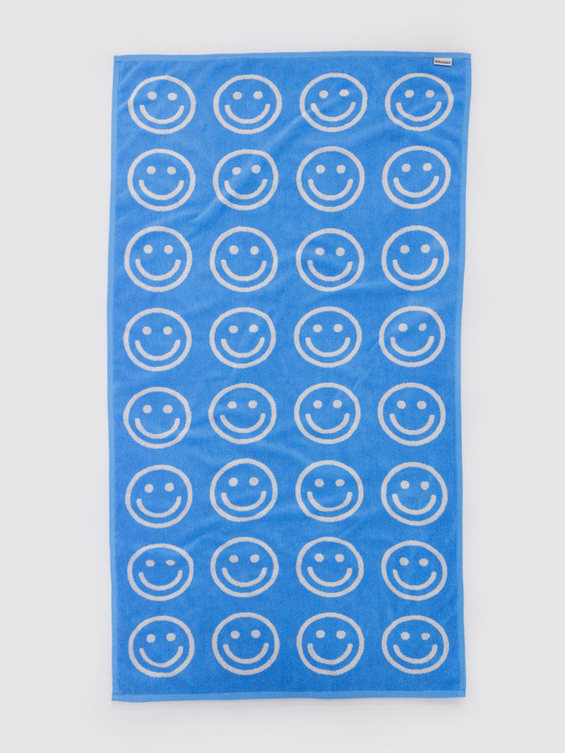 Bath towel, sky blue happy