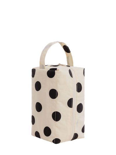 Toiletry kit, cream & black polka dot