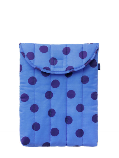 Puffy laptop sleeve 13"/14", blue polka dot