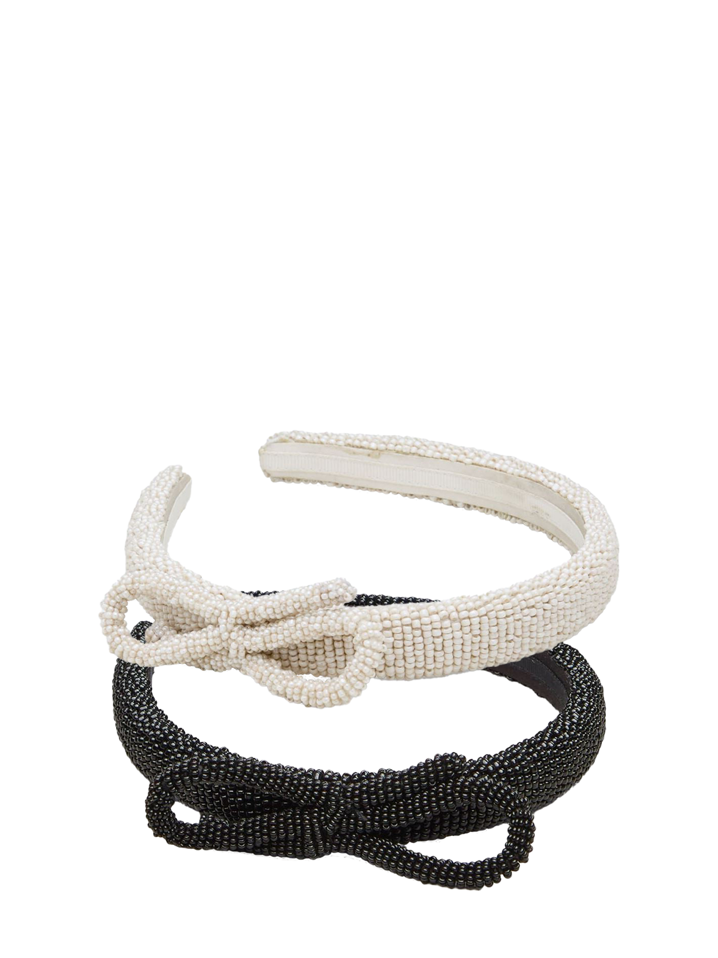 Bow slim beaded headband, off-white or black