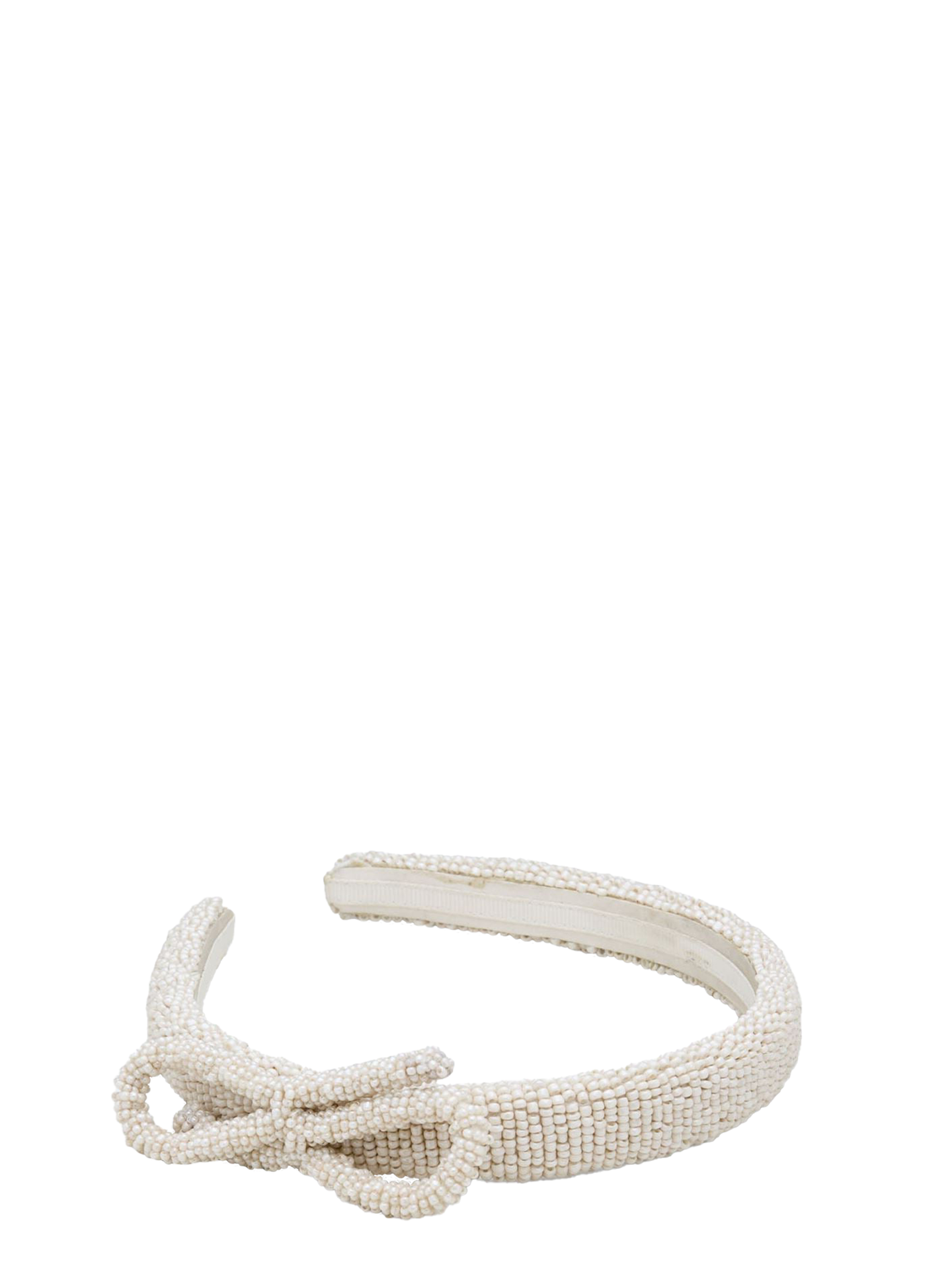 Bow slim beaded headband, off-white or black