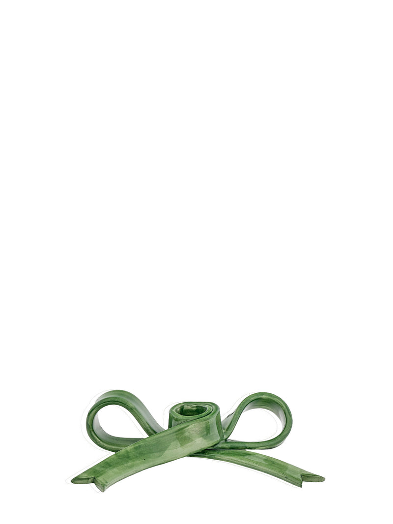 Bow candle holder, green