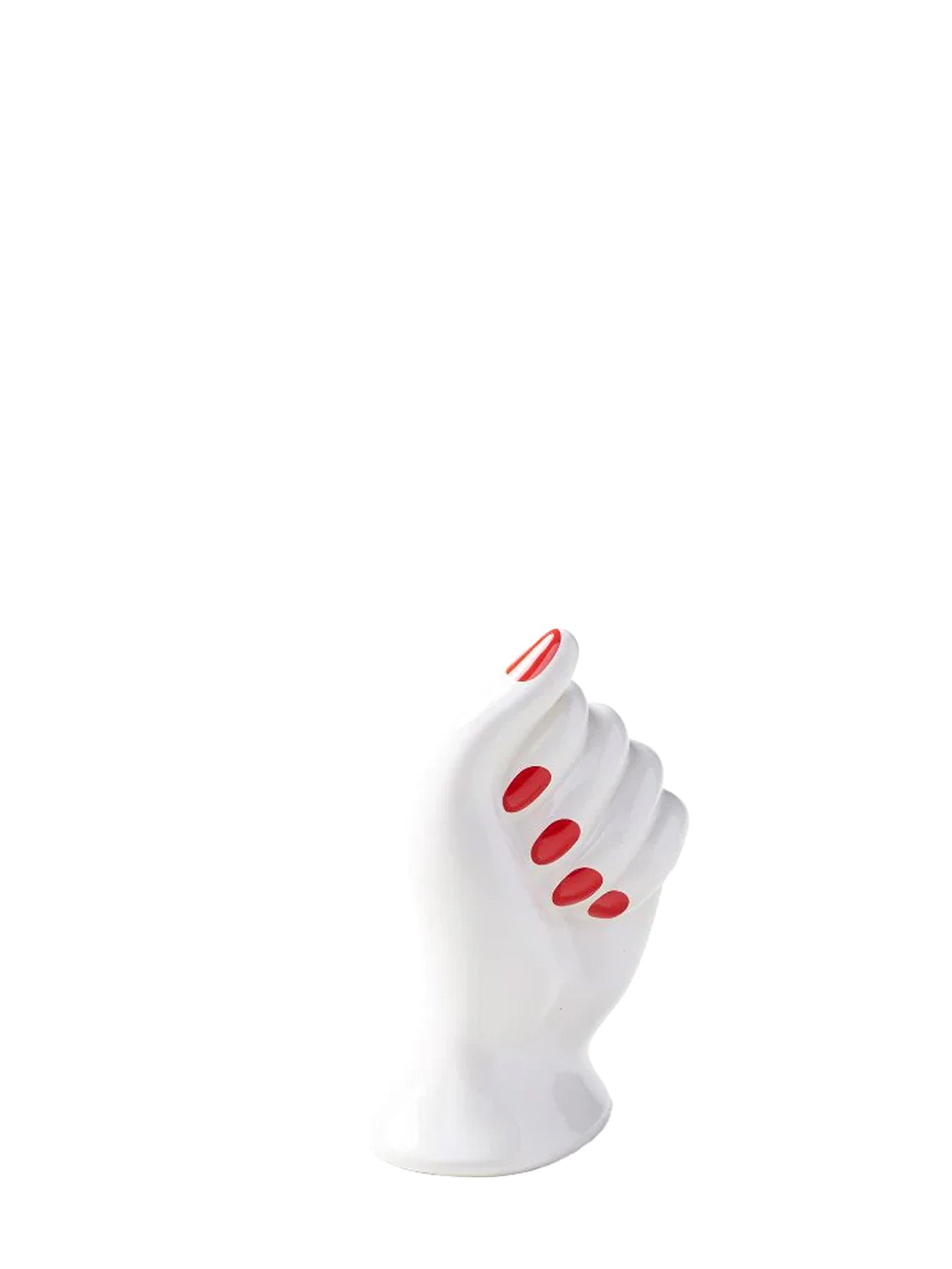 Red nail hand ceramic vase