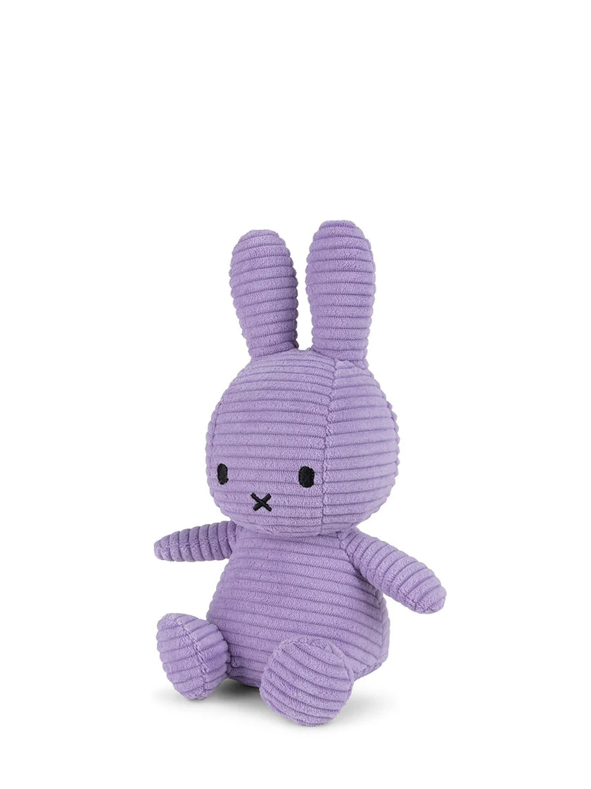 Purple plush bunny toy on a white background