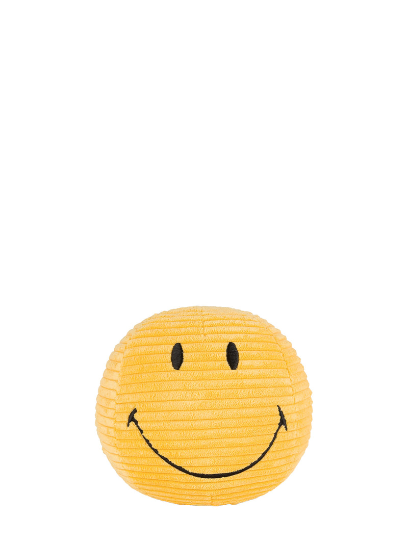 Small smiley ECO corduroy soft toy, yellow (13 cm)