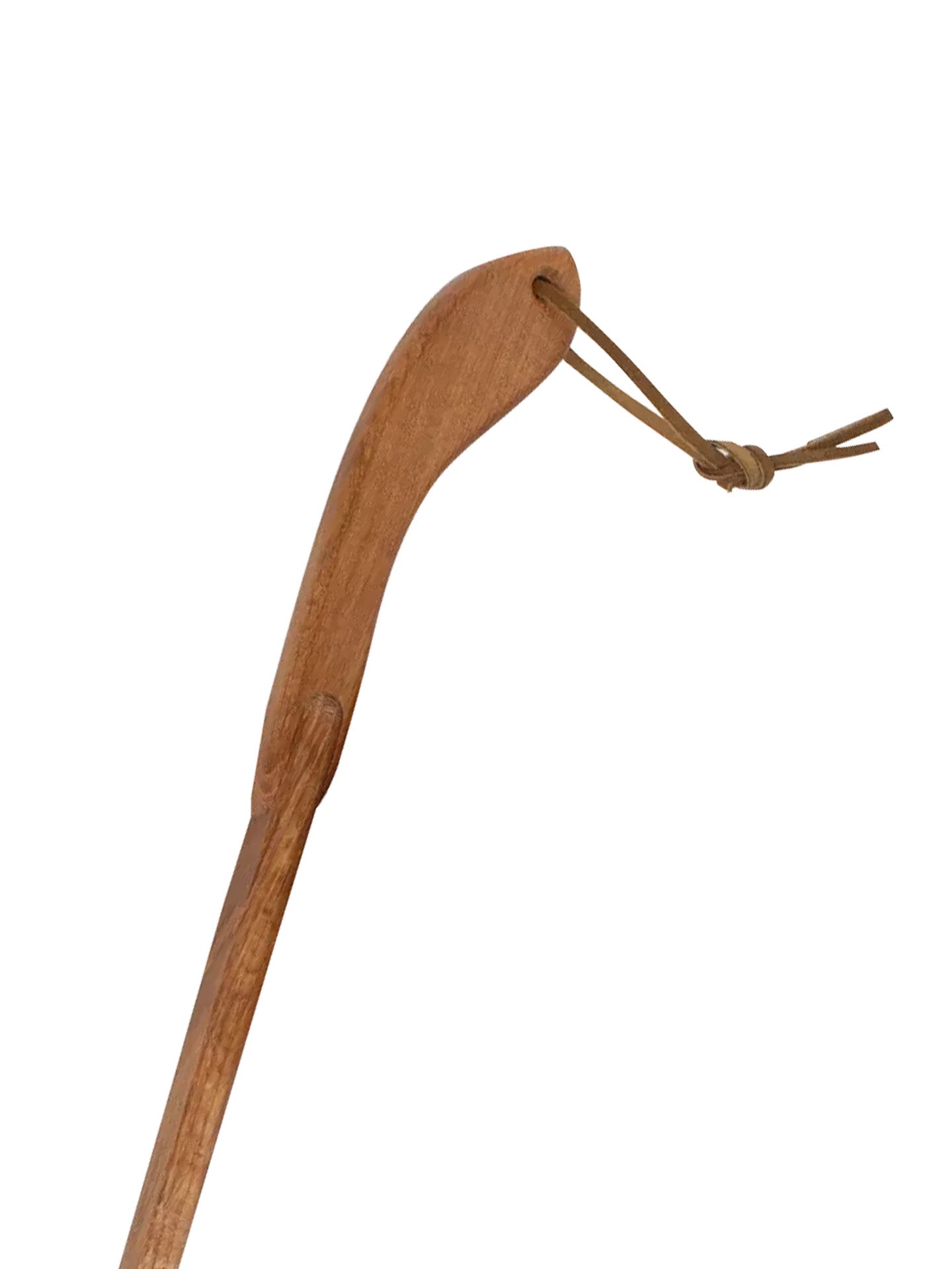 Wooden shoehorn with leather strap