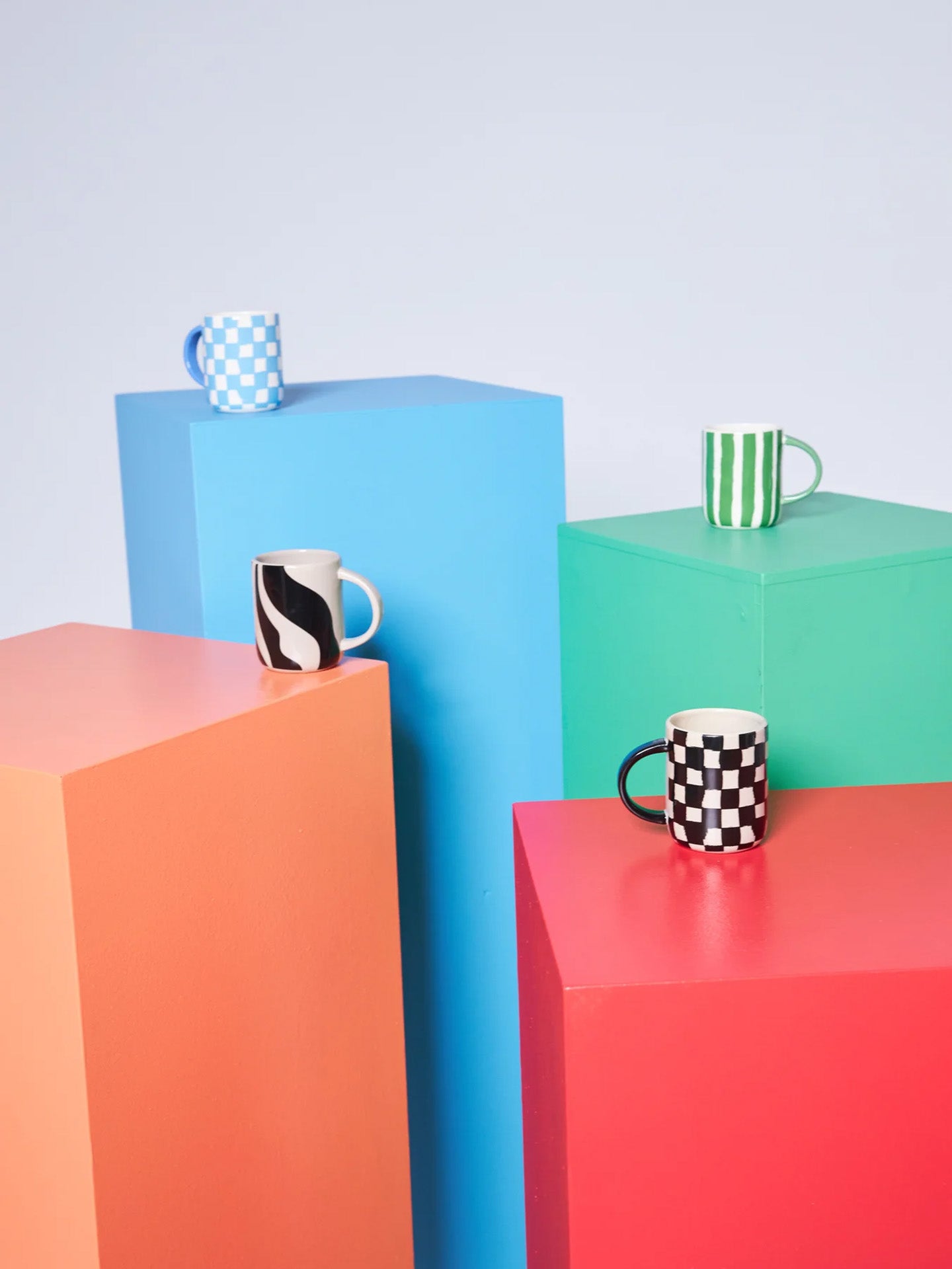 Liz stripe mug, green/white