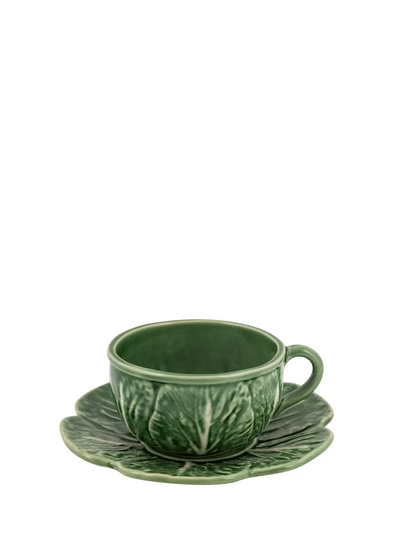 Cabbage Tea cup and saucer, green