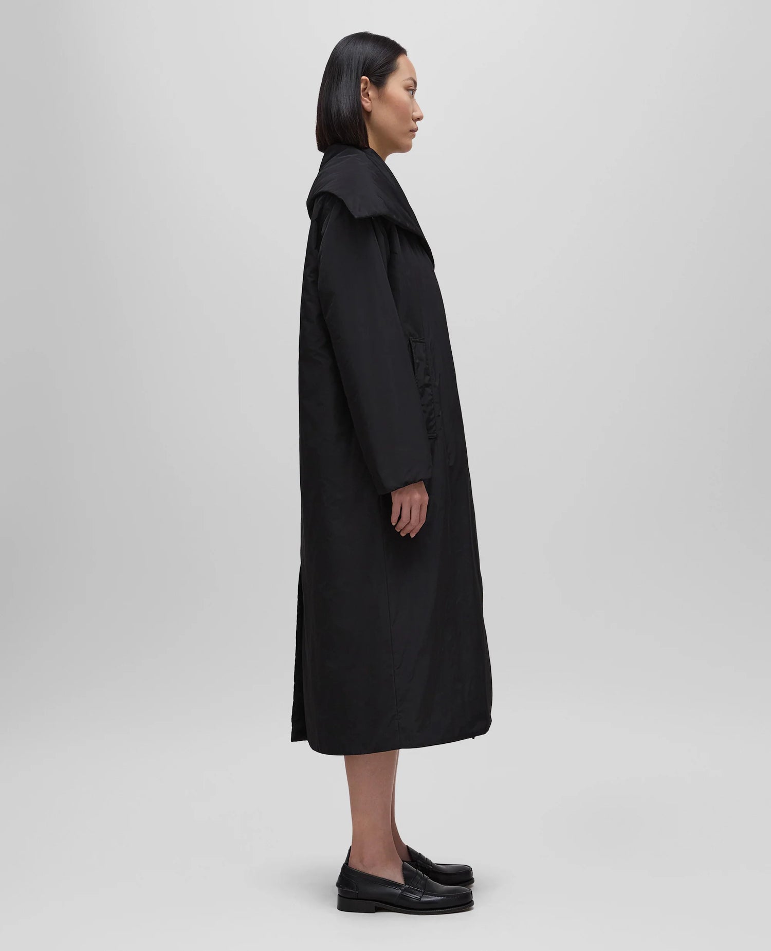 Ivy technical fabric coat, black