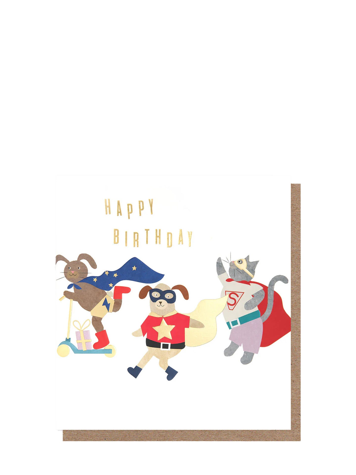 Animal superheroes happy birthday card