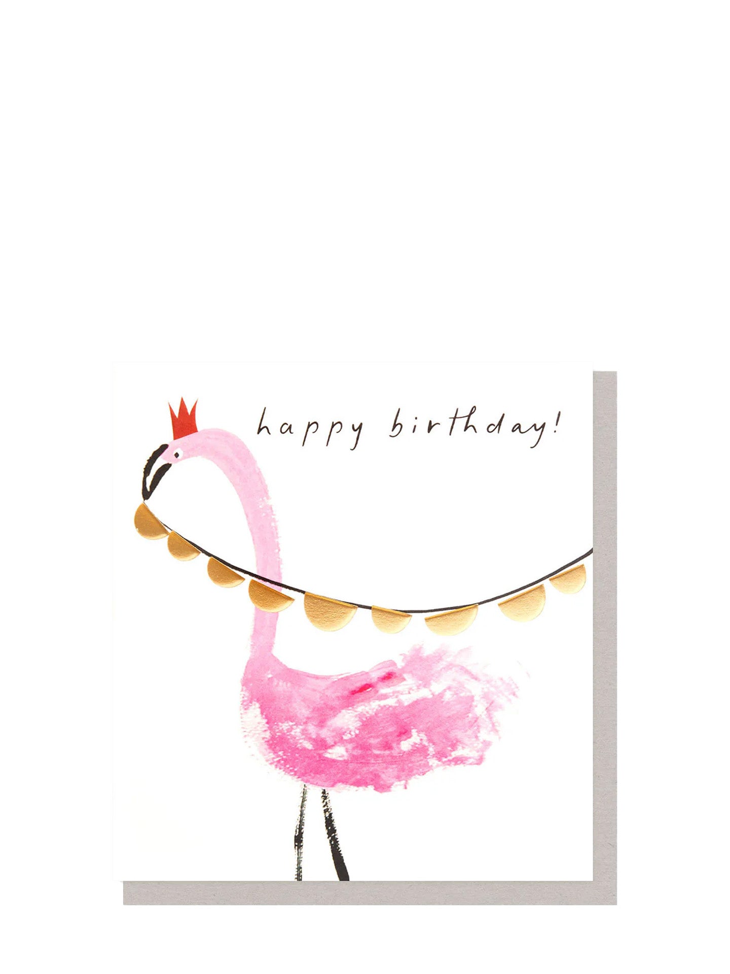 Happy birthday flamingo with crown card